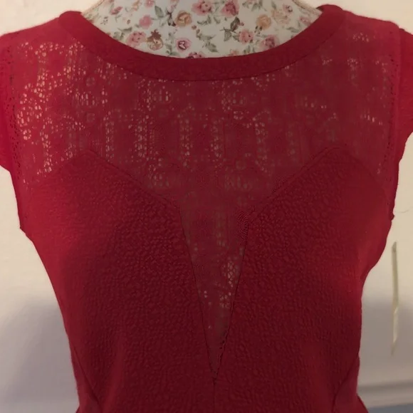 Gianni Bini red dress sheer neckline - stunning! Valentines!! - Picture 2 of 8